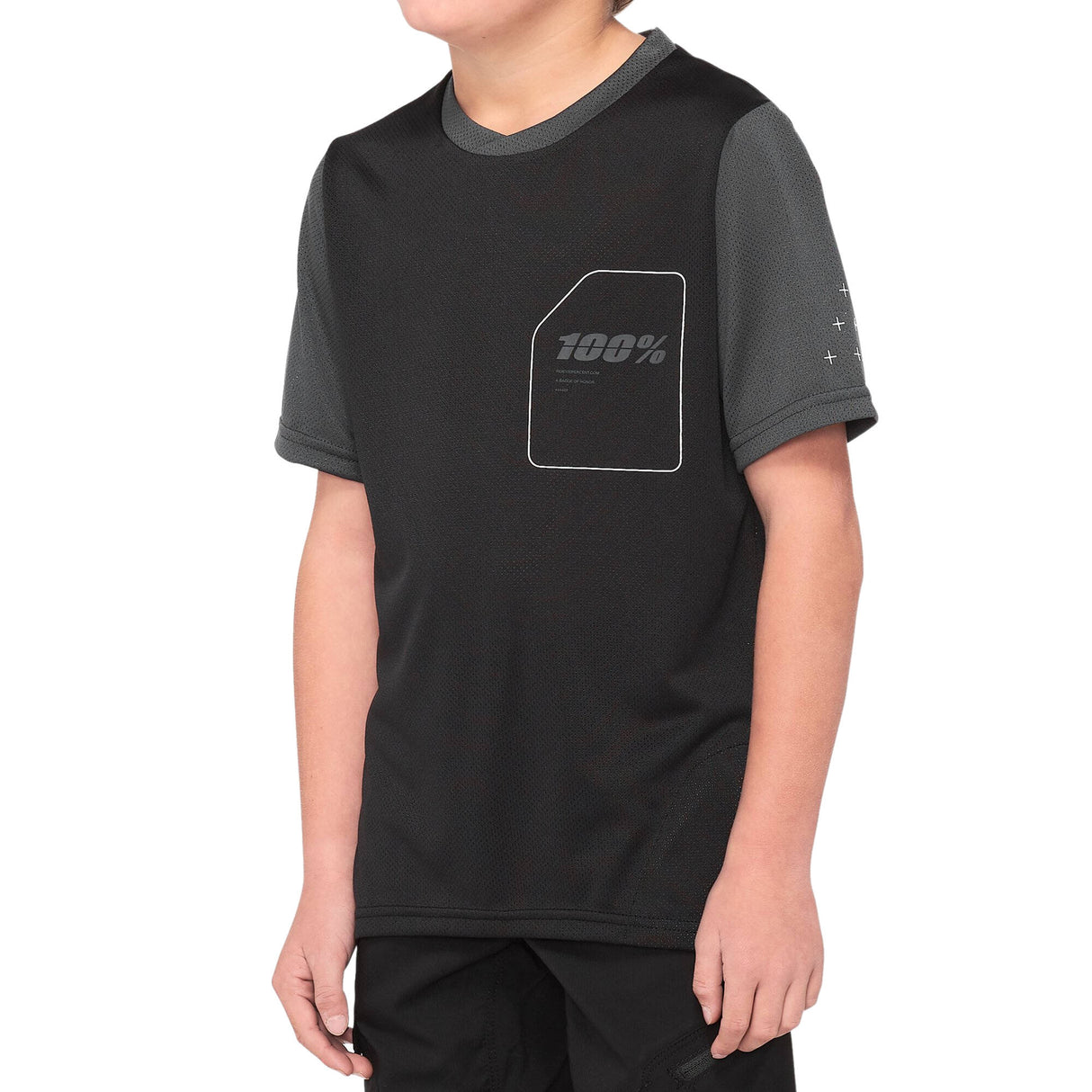 100% Ridecamp Youth Jersey - Black/Charcoal Yth LRG