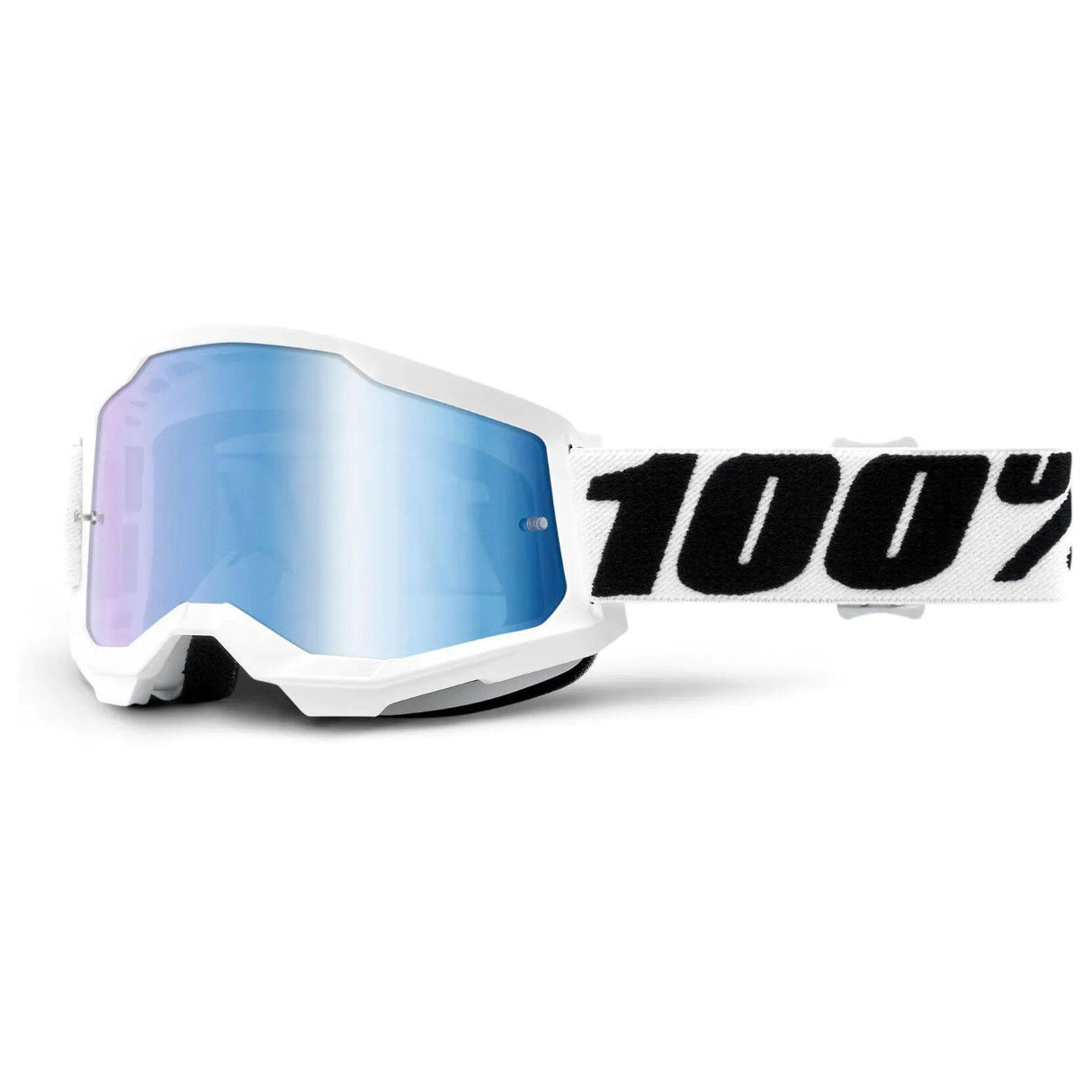 100% Strata 2 MTB/MX Goggles - Everest (Mirror Blue Lens)