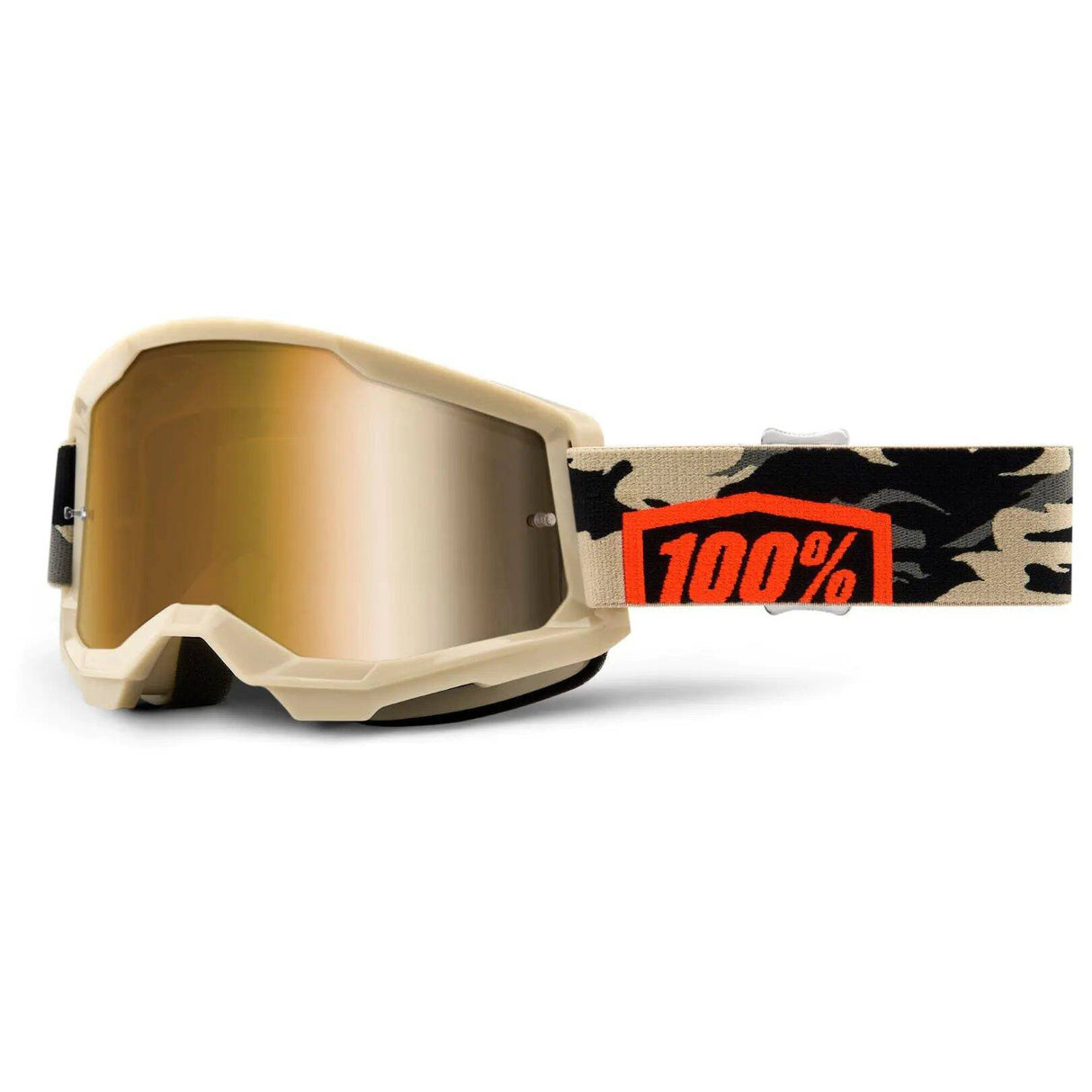100% Strata 2 MTB/MX Goggles - Kombat (True Gold Lens)