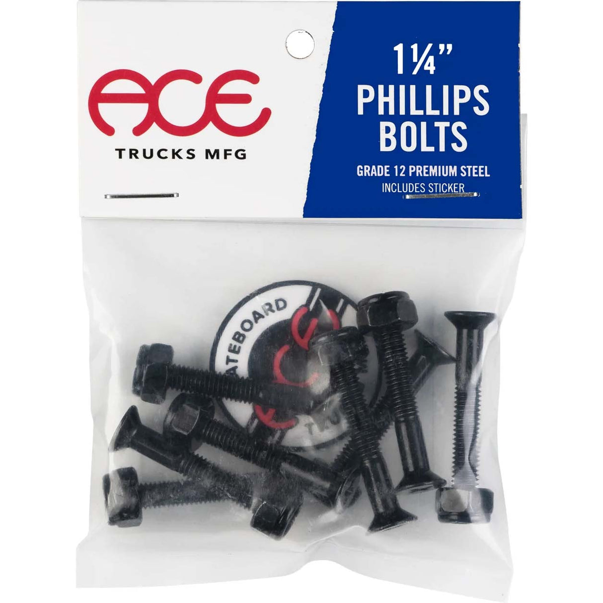 Ace Trucks Phillips Skateboard Truck Bolts - Black 1 1/4"