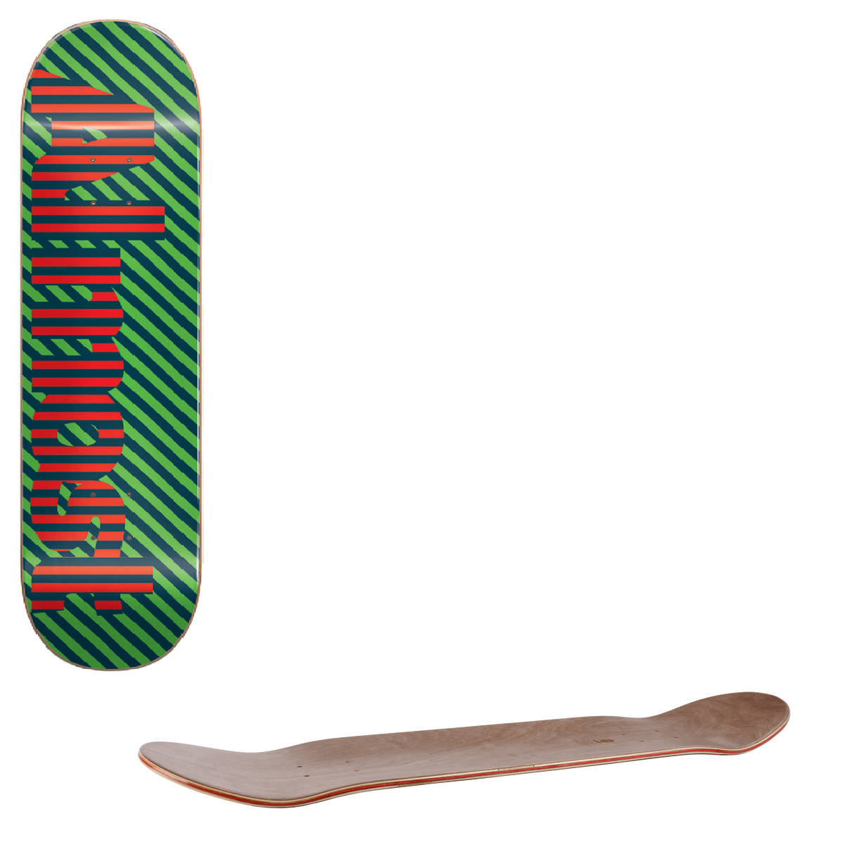 Almost Stripes Skateboard Deck - Green 8"