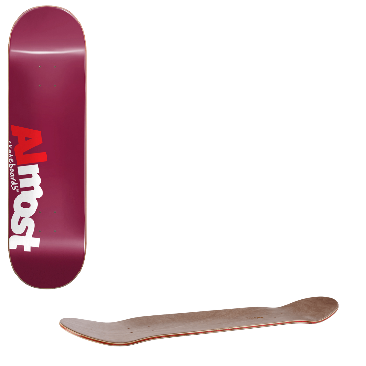 Almost Most Skateboard Deck - Burgundy 8"