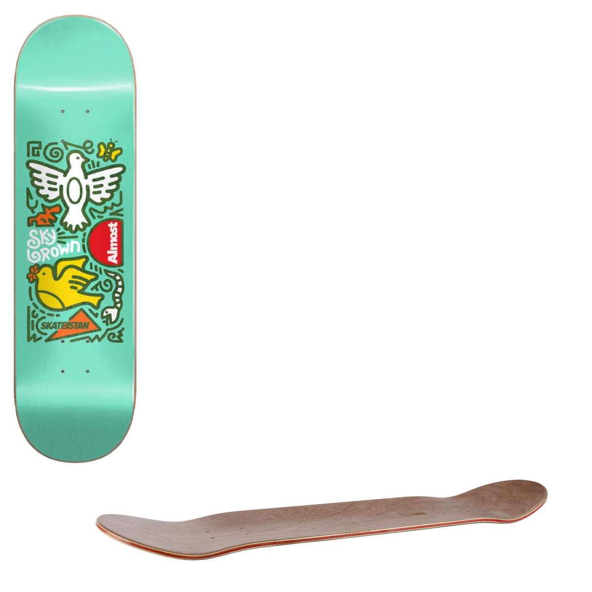 Almost Skateistan Sky Doodle R7 Skateboard Deck - Mint 7.75''