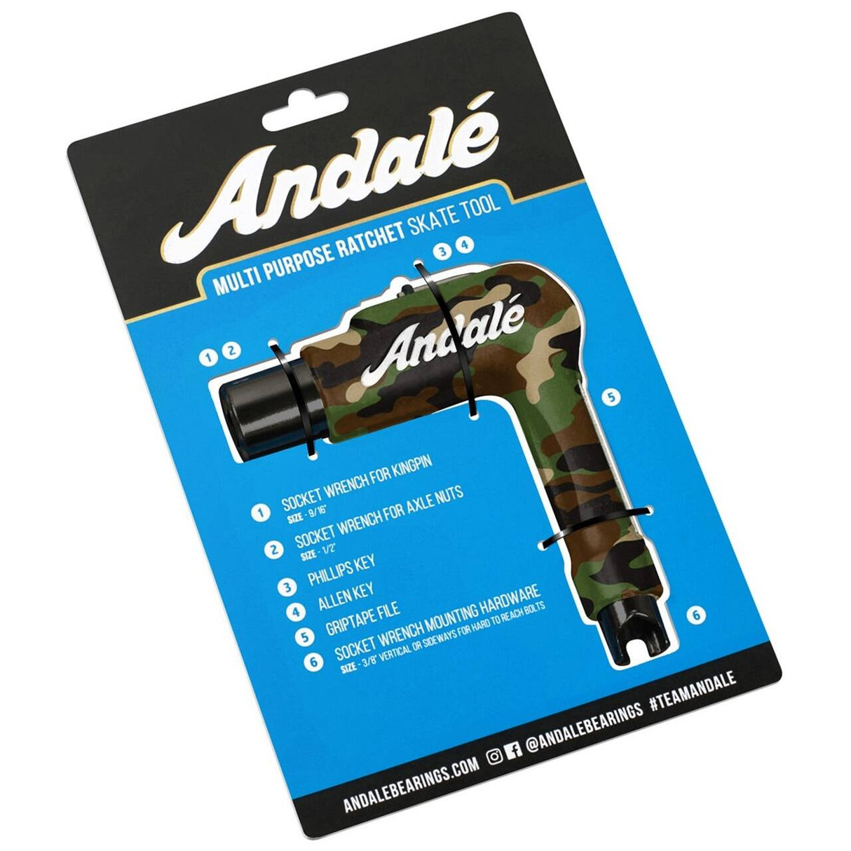 Andale Multi Purpose Ratchet Skateboard Tool - Camo