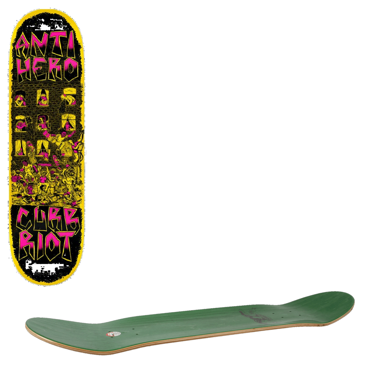Anti Hero Curb Riot Team Skateboard Deck - Pink 8.5''
