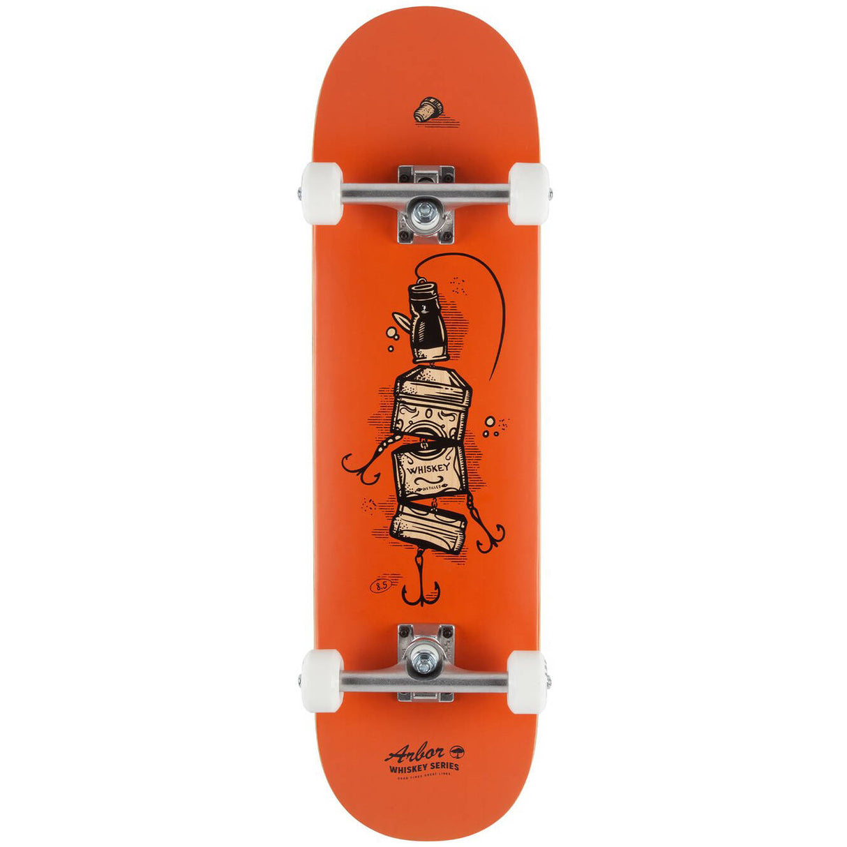 Arbor Street Whiskey Upcycle Complete Skateboard - Red 8.5''
