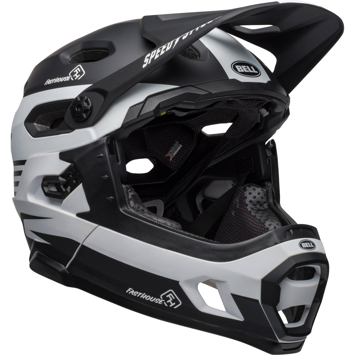 Bell Super DH MIPS 2019 Full Face Helmet - Fasthouse Stripes Matt Black/White LRG