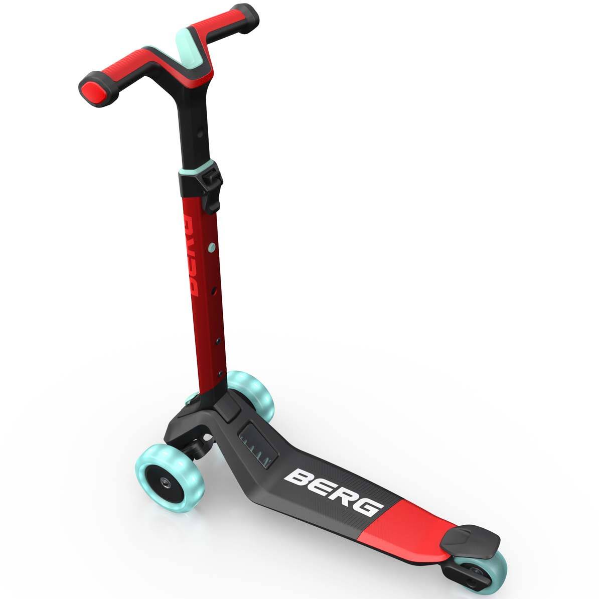 BERG Nexo Foldable Lights Magnet-Deck 3 Wheeled Scooter - Red