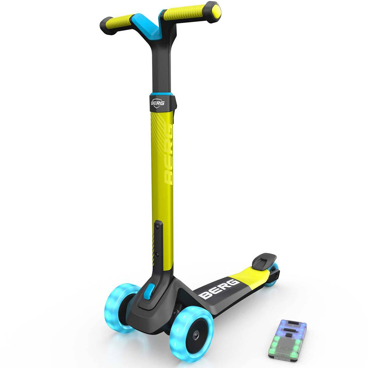 BERG Nexo Foldable Lights LED-Deck 3 Wheeled Scooter - Lime