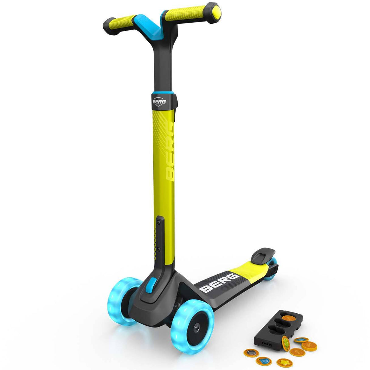 BERG Nexo Foldable Lights Magnet-Deck 3 Wheeled Scooter - Lime