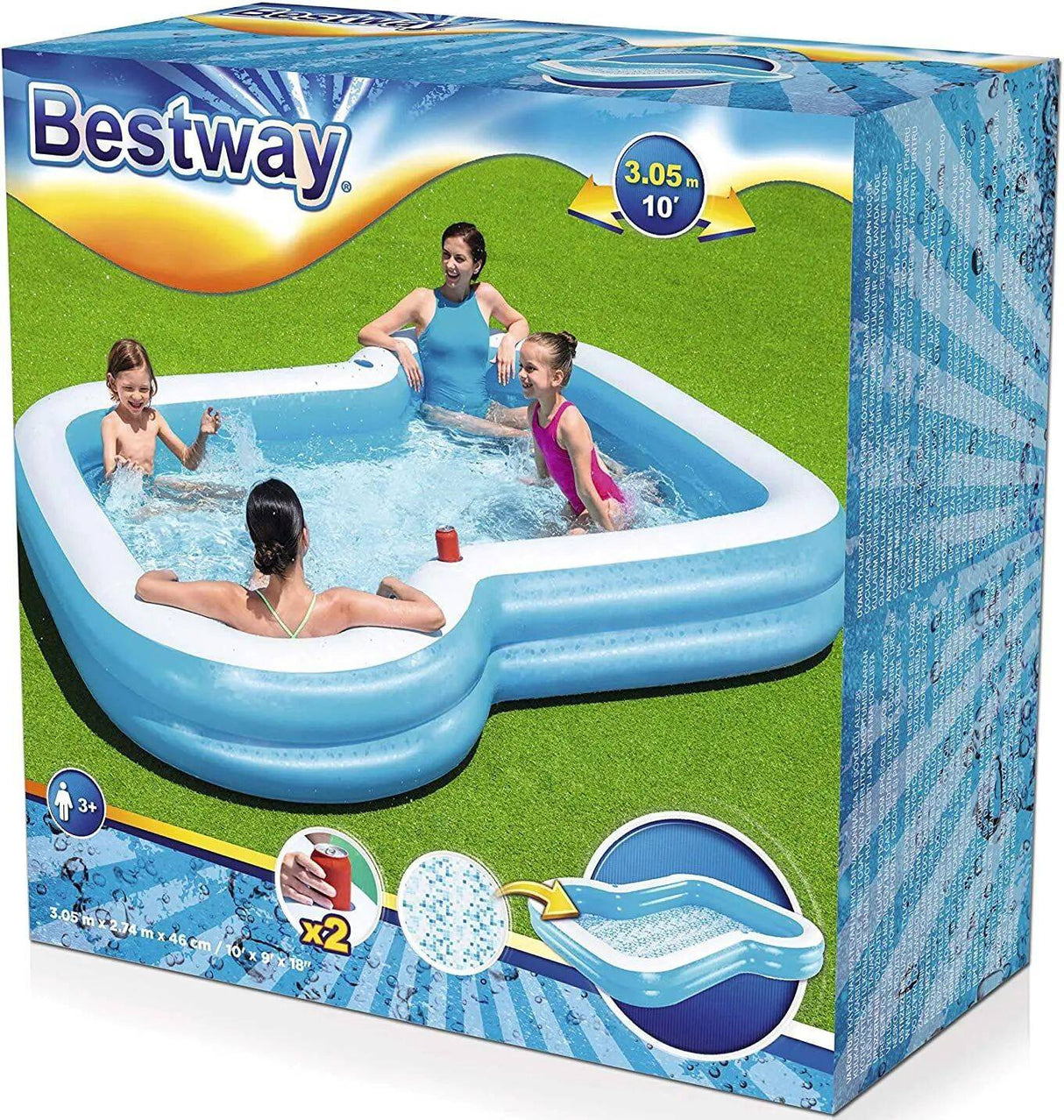 Bestway 10' x 9' x18'' Sunsational Family Paddling Pool