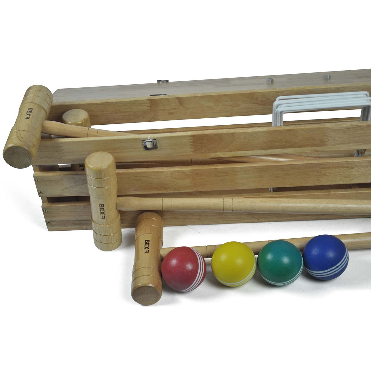 BEX Croquet Pro 4 Mallet Outdoor Game In Wooden Box