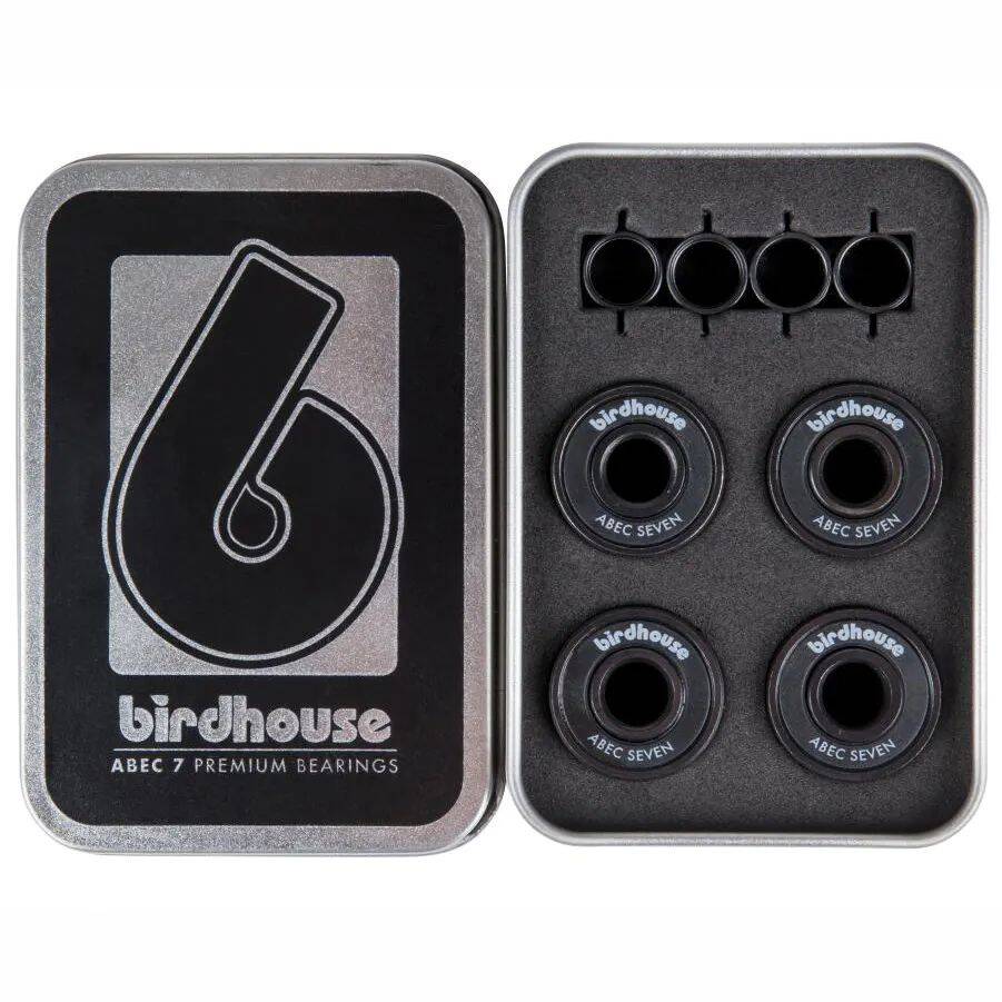 Birdhouse ABEC 7 Skateboard Bearings - Black (Pack of 8)