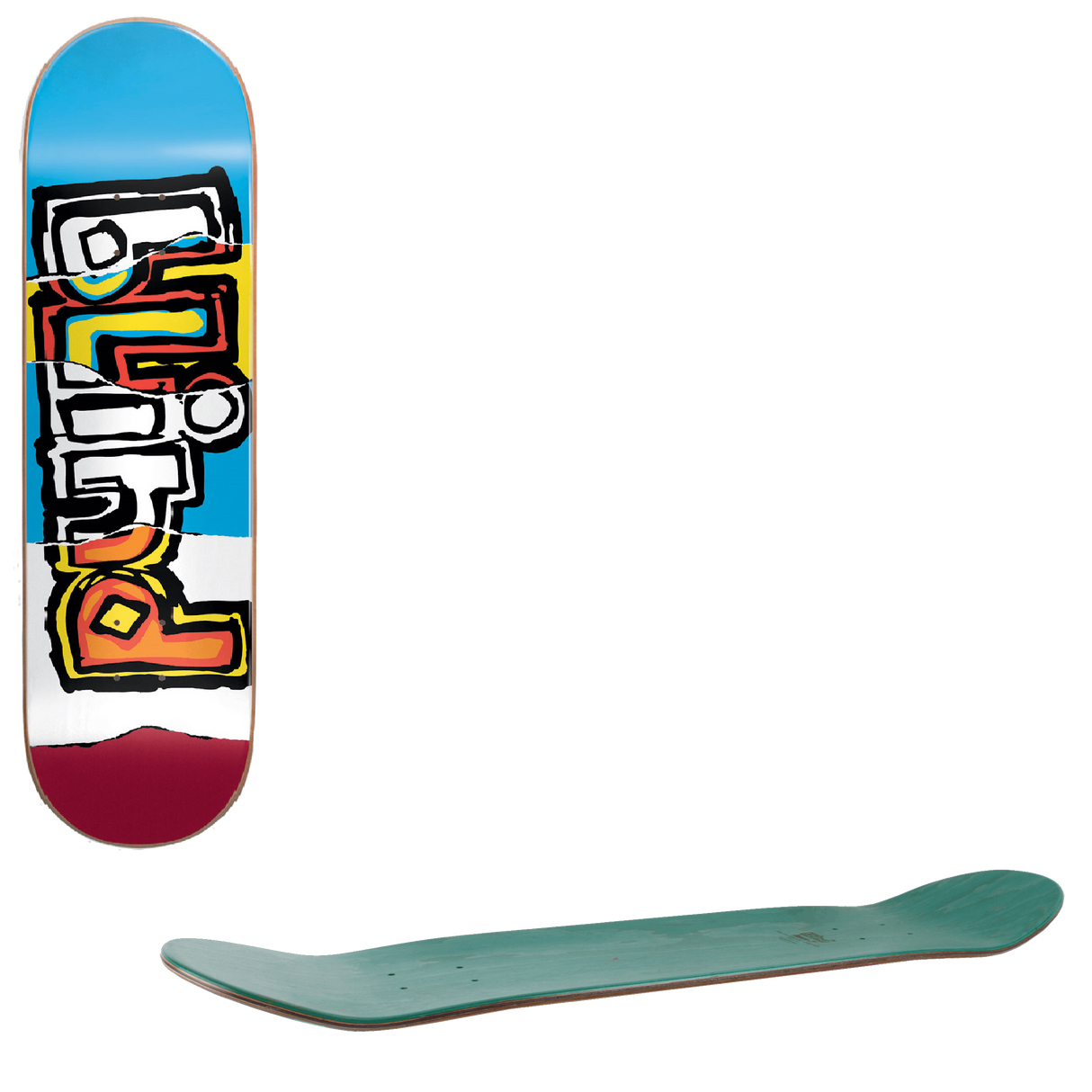 Blind OG Ripped Skateboard Deck - Light Blue/Red 8"