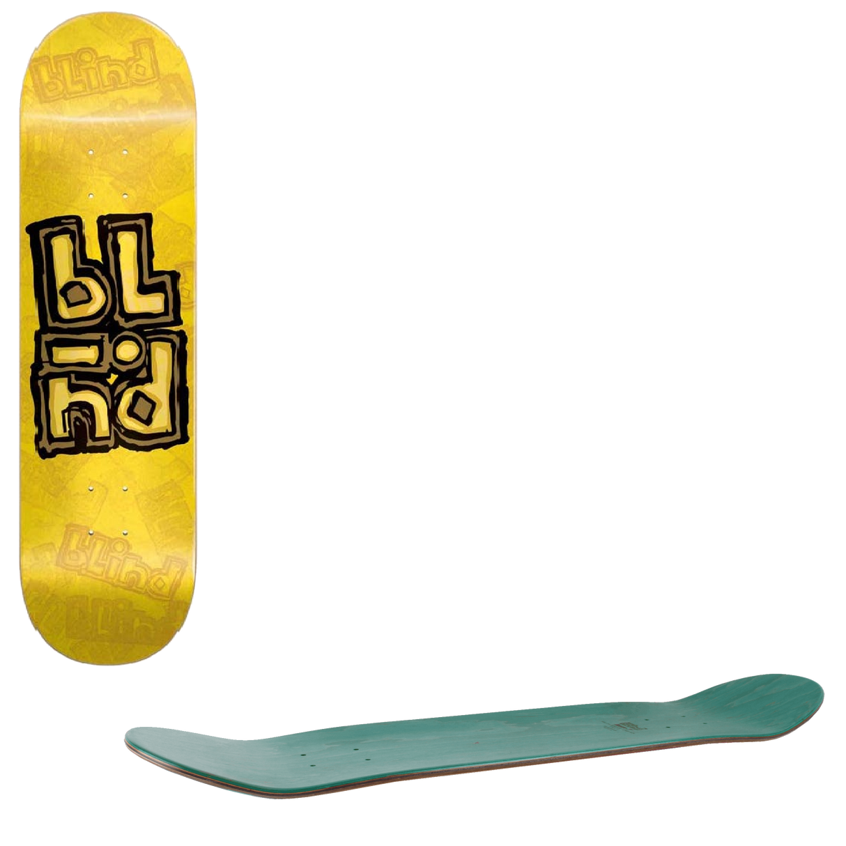 Blind OG Stacked Stamp RHM Skateboard Deck - Yellow 7.75''