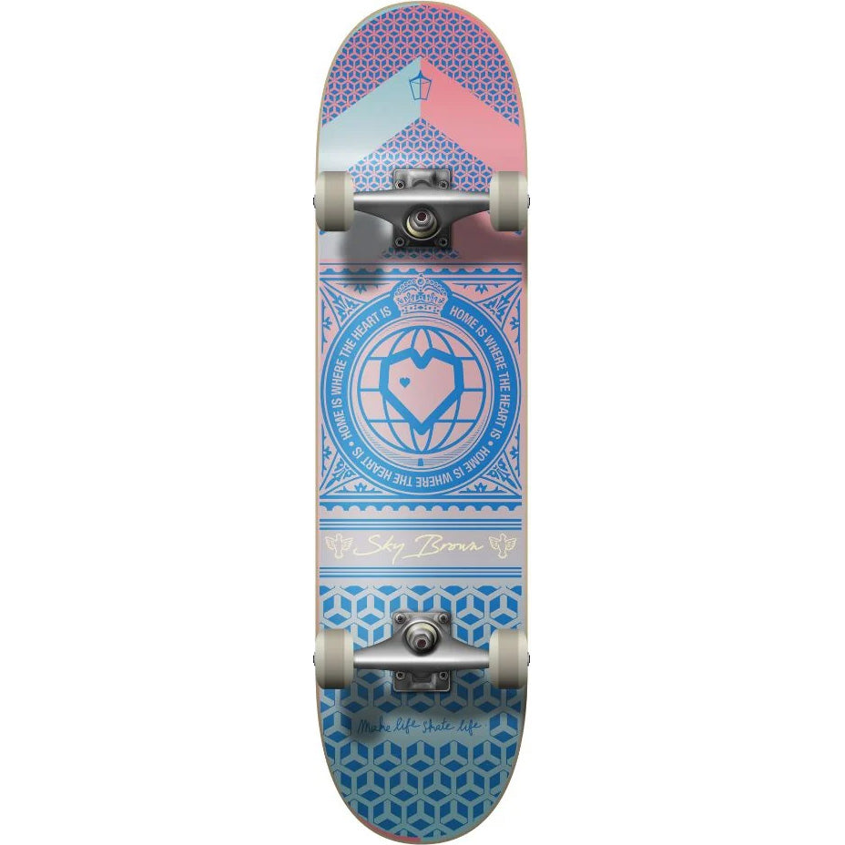Blueprint Sky Brown x MLSL Home Heart Mini Complete Skateboard - Teal/Pink Split Fade 7.25"