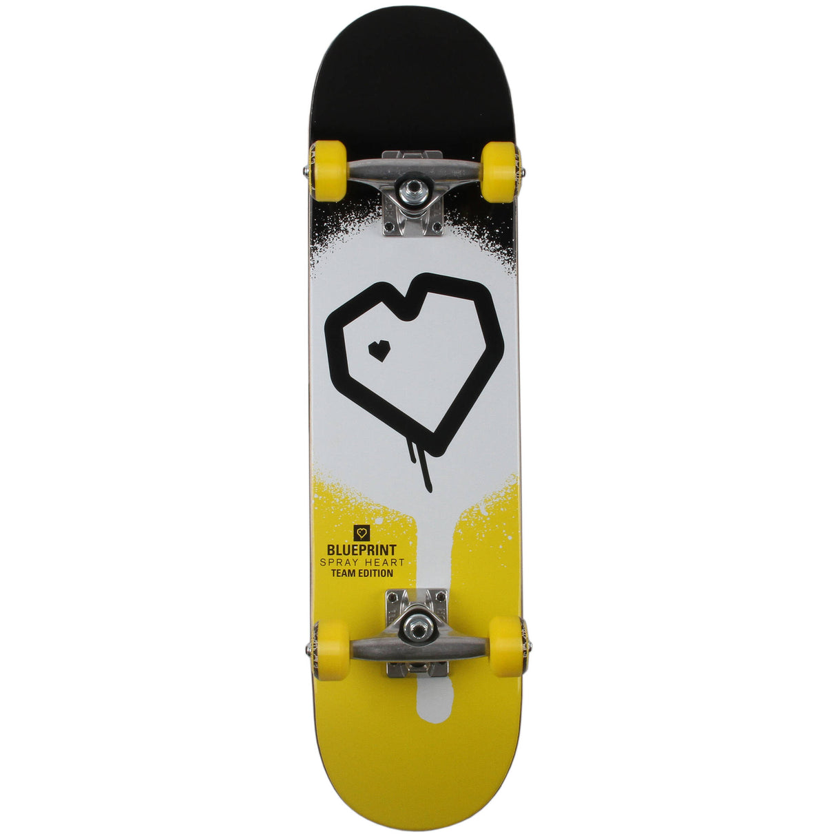 Blueprint Spray Heart Complete Skateboard - Black/Yellow 7.25''