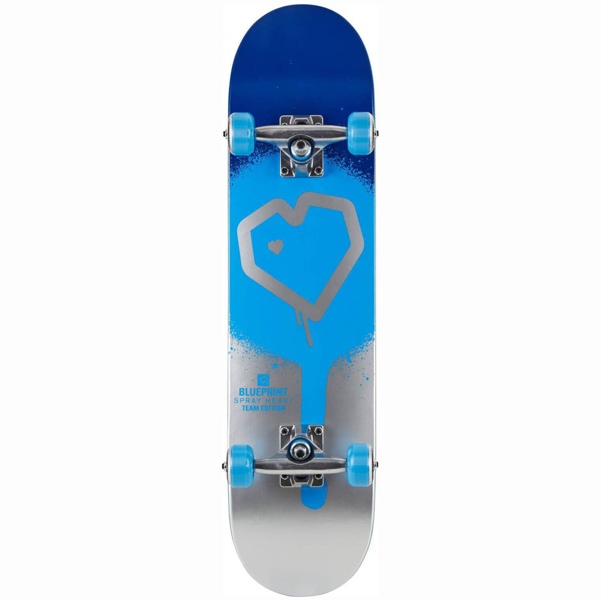 Blueprint Spray Heart Complete Skateboard - Blue/Silver 7.5''