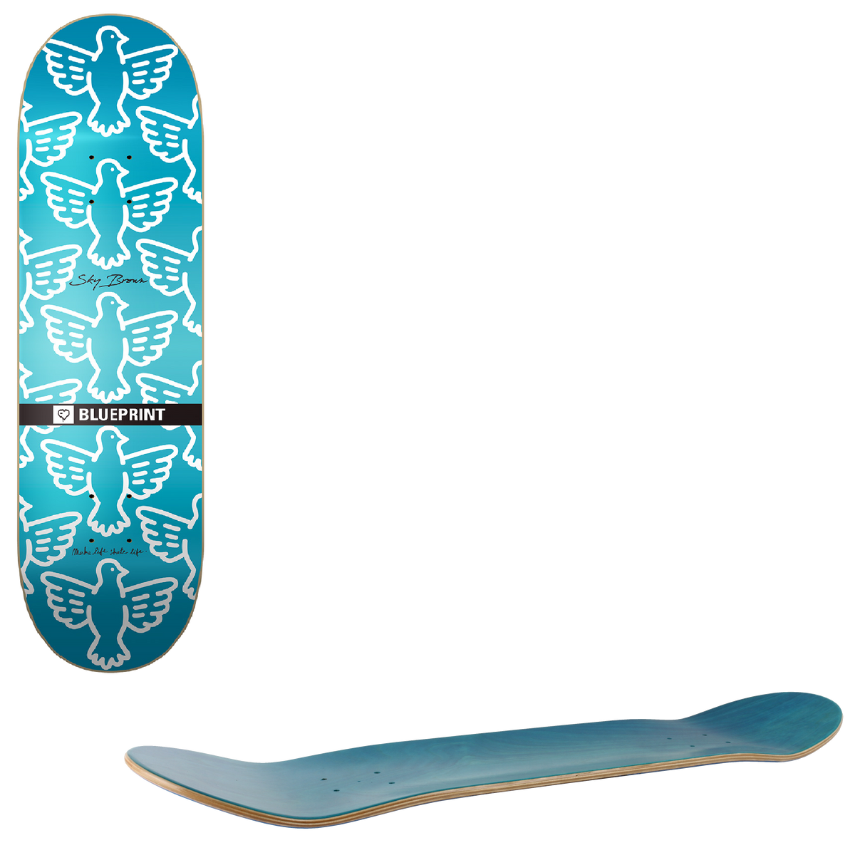 Blueprint Sky Brown x MLSL Skateboard Deck - Blue Fade 8.25"