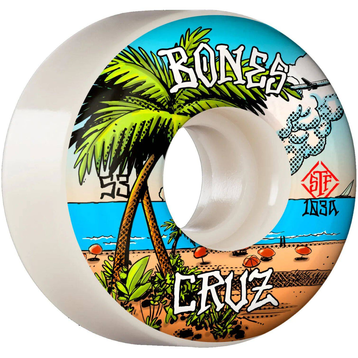 Bones STF Cruz Buena Vida V2 Locks 103a Skateboard Wheels - White 53mm (Pack of 4)