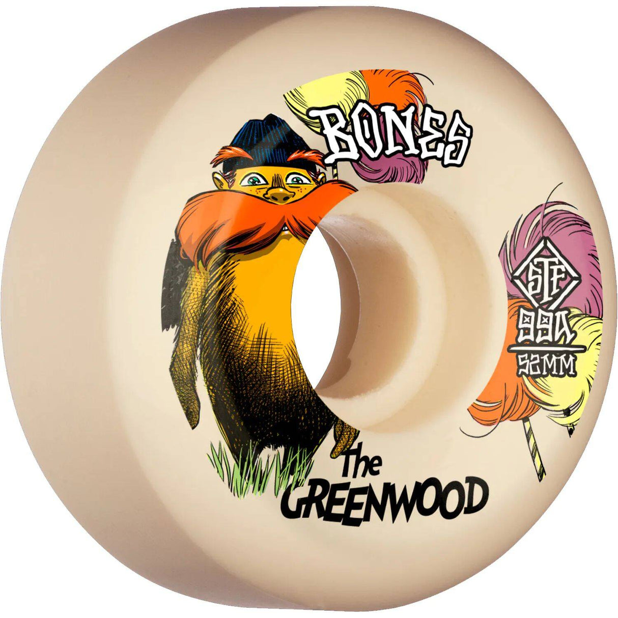 Bones STF The Greenwood V5 Sidecut 99a Skateboard Wheels - White 52mm (Pack of 4)