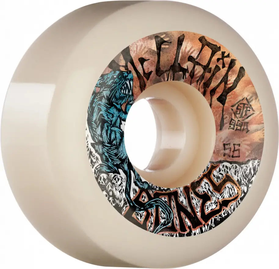 Bones STF McClain Primal V6 Wide-Cut 99a Skateboard Wheels - White 56mm (Pack of 4)
