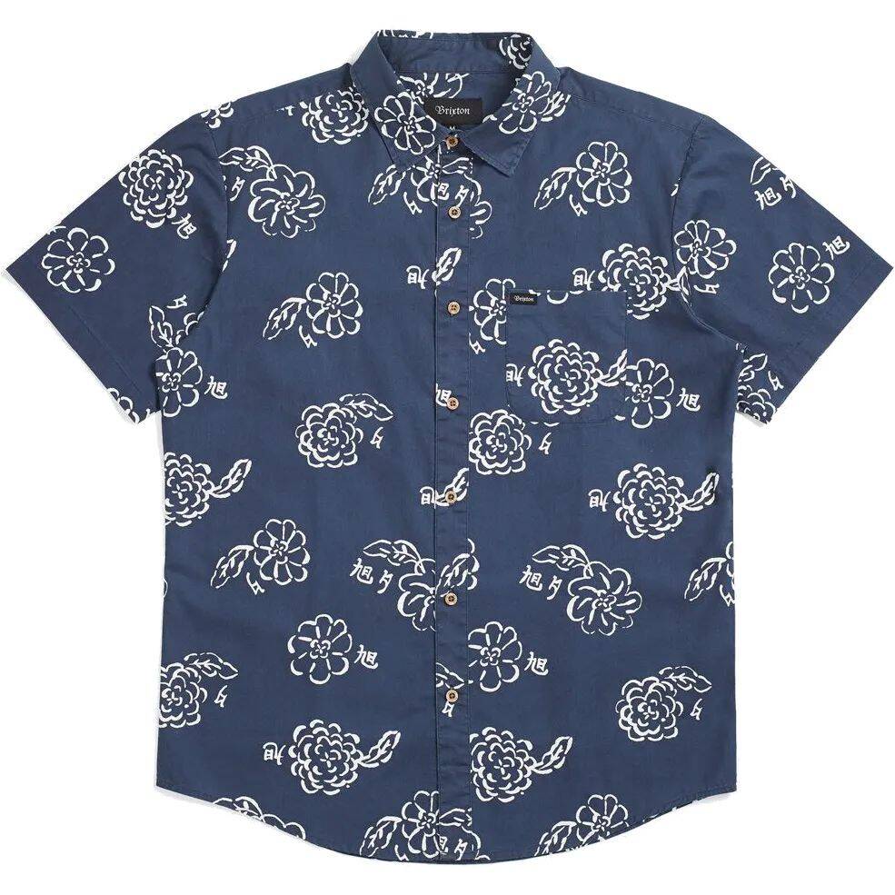 Brixton Charter Print Woven Shirt - Navy/Off White