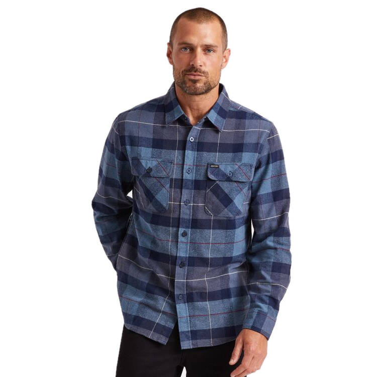 Brixton Bowery Long Sleeve Shirt - Navy/Carolina Blue LRG