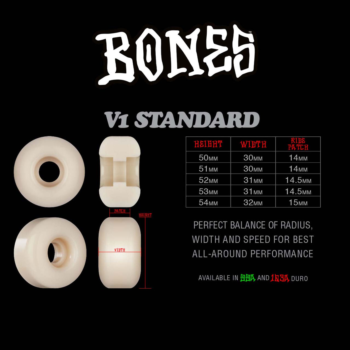 Bones Pushing Up Daisies Skateboard Wheels - White 53mm