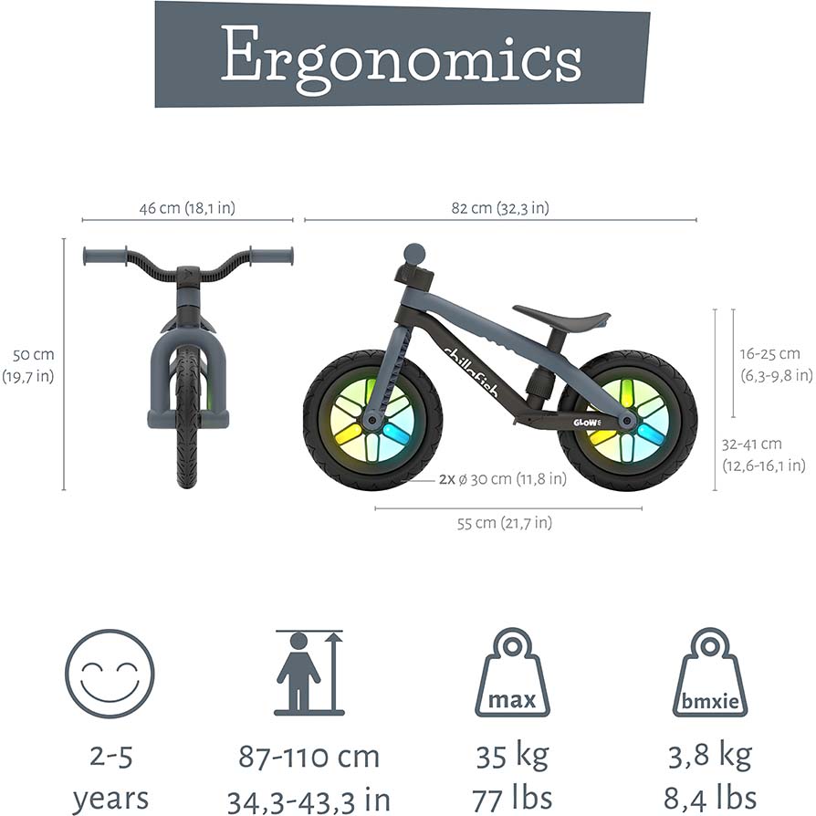 Chillafish BMXie Glow 12" Balance Bike - Anthracite