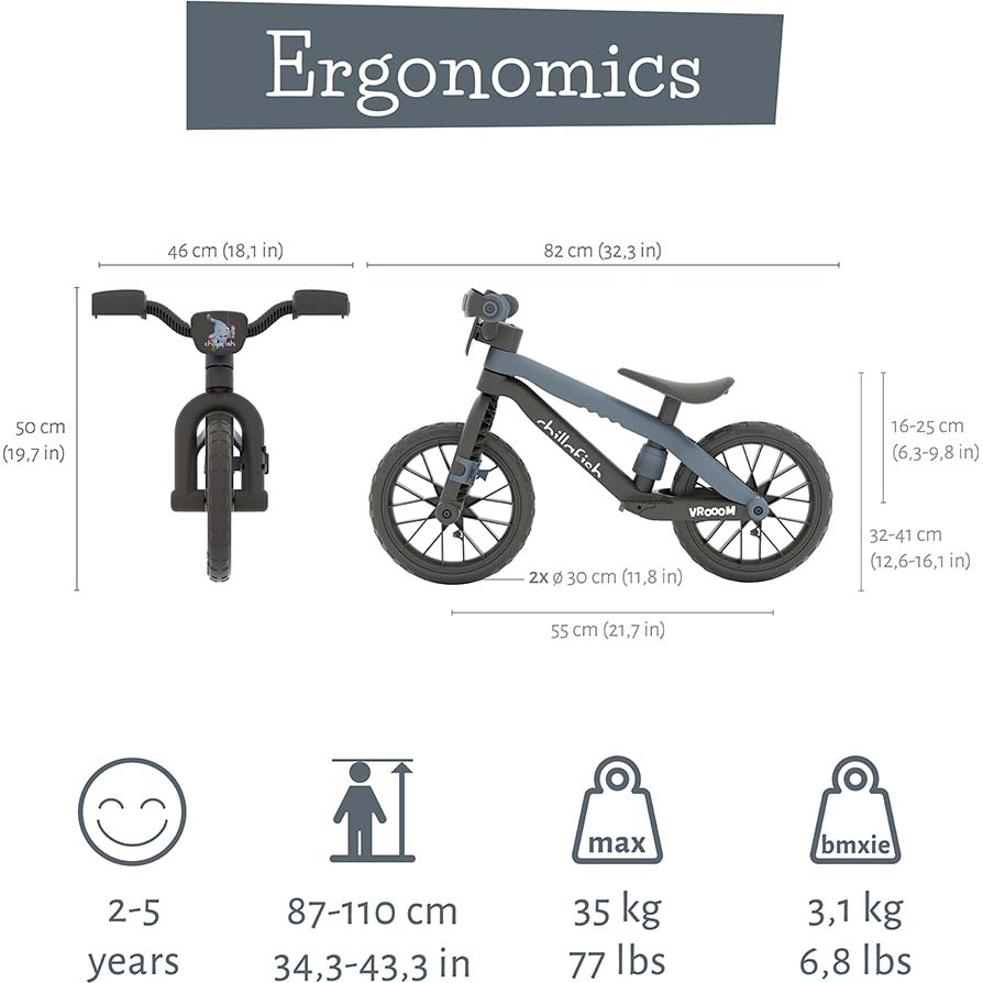 Chillafish BMXie Vroom 12" Balance Bike - Anthracite