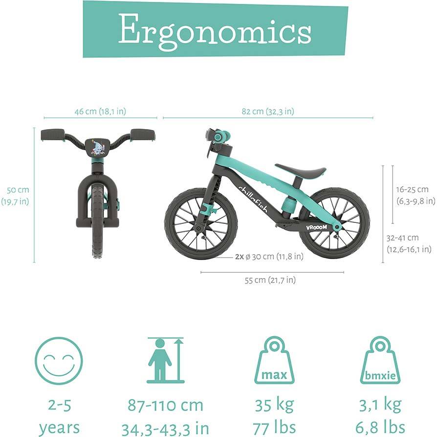 Chillafish BMXie Vroom 12" Balance Bike - Mint