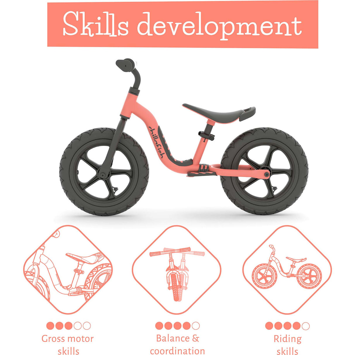 Chillafish Charlie Sport 12" Balance Bike - Flamingo