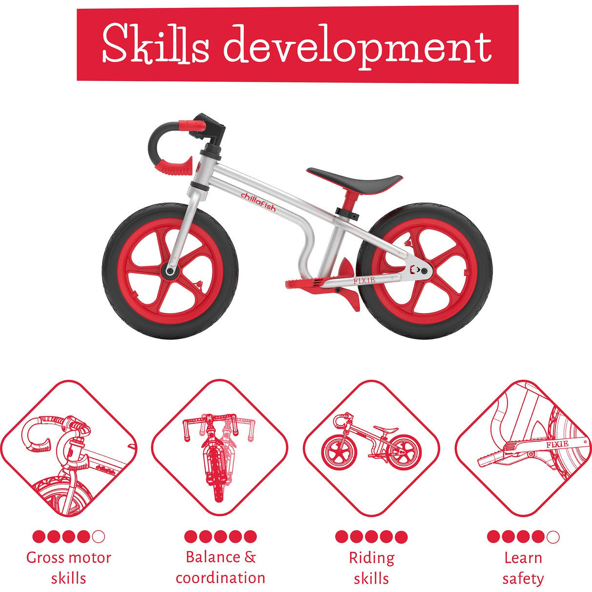 Chillafish Fixie 12" Balance Bike - Red