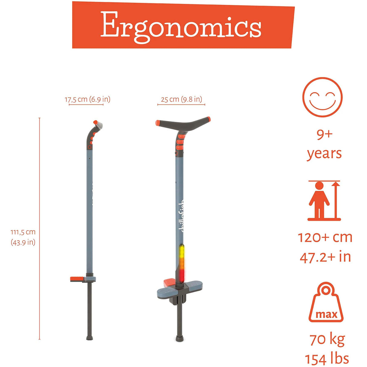 Chillafish Poogi Teen Glow Pogo Stick - Papaya