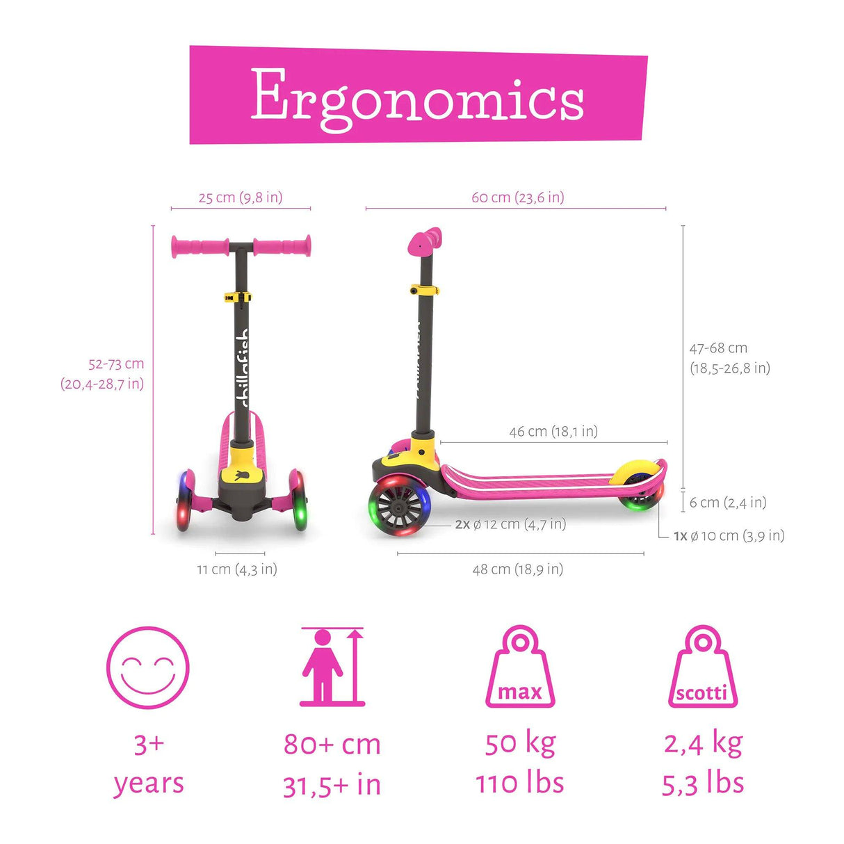 Chillafish Scotti Glow Scooter - Pink