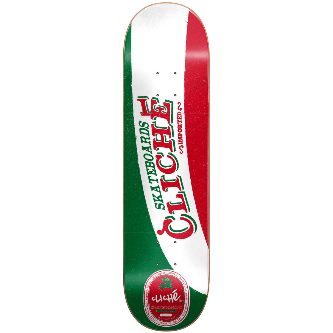 Cliche Imported Skateboard Deck - Green/Red 7.75"