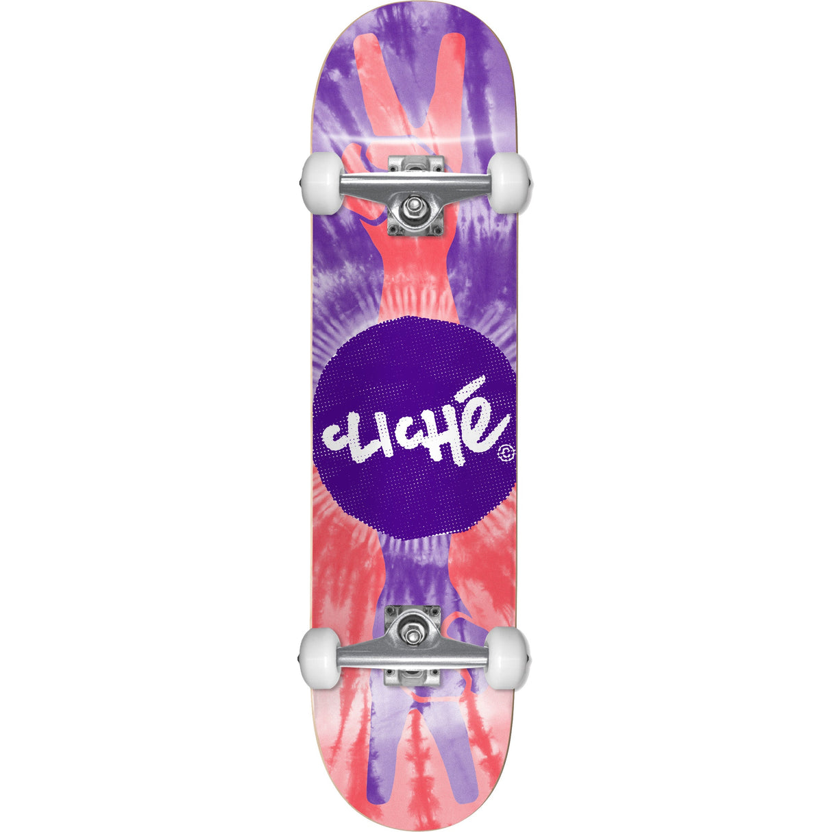 Cliche Peace Complete Skateboard - Purple/Red 8"
