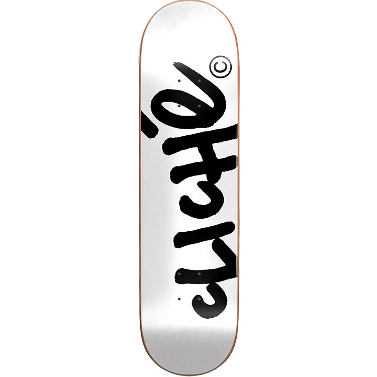 Cliche Handwritten Skateboard Deck - White/Black 8.25"