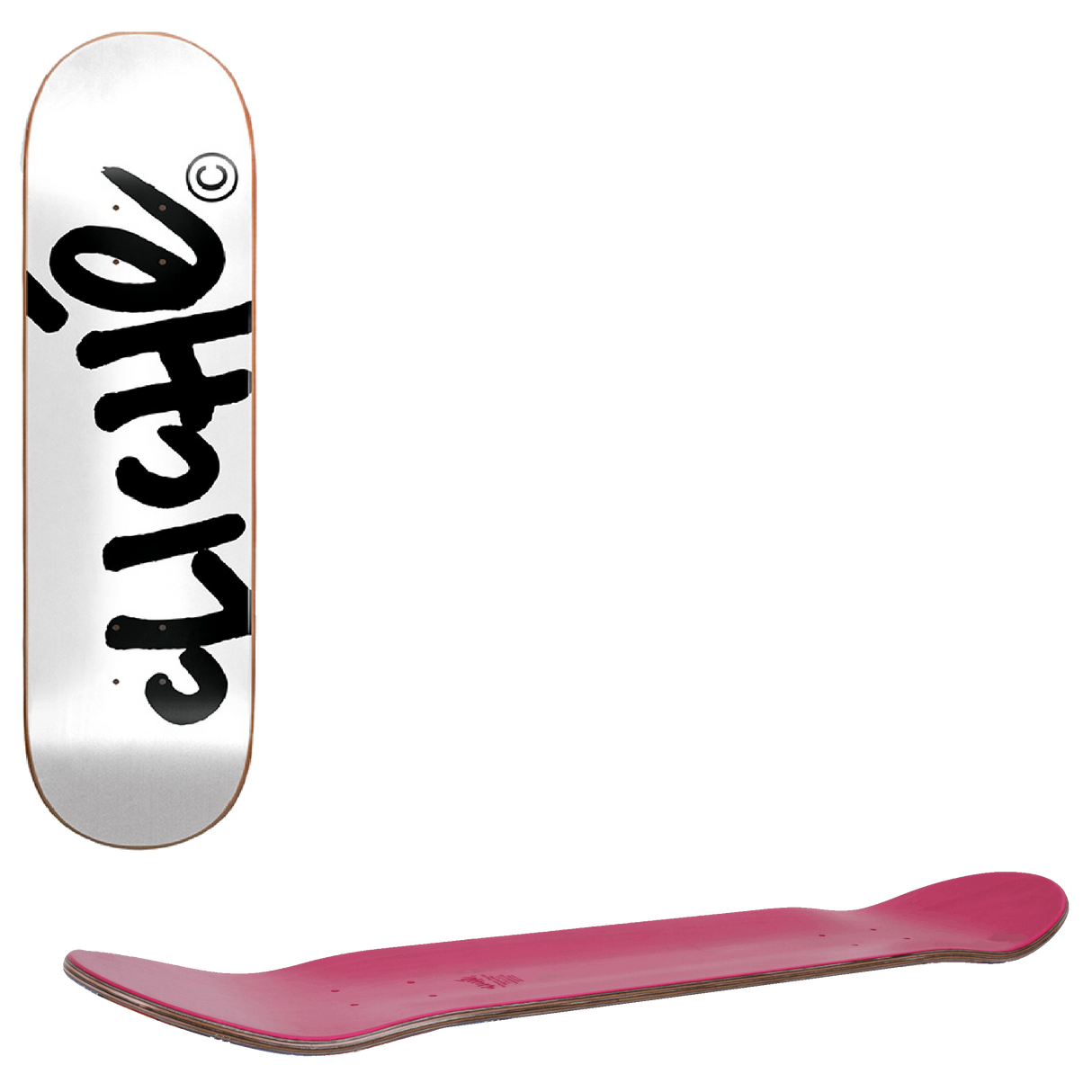 Cliche Handwritten Skateboard Deck - White/Black 8.25"