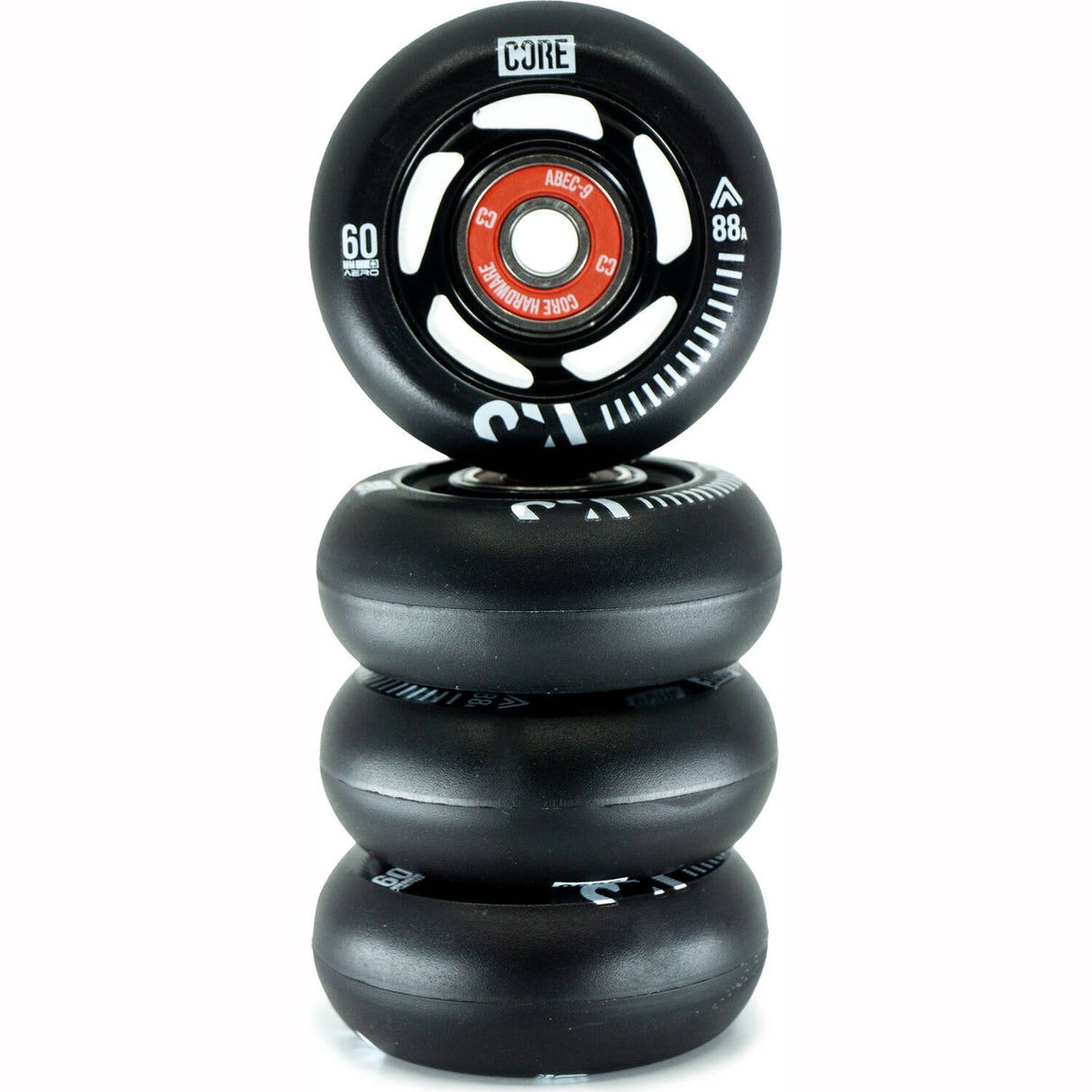 CORE Aero Inline Skate Wheels - Black 60mm