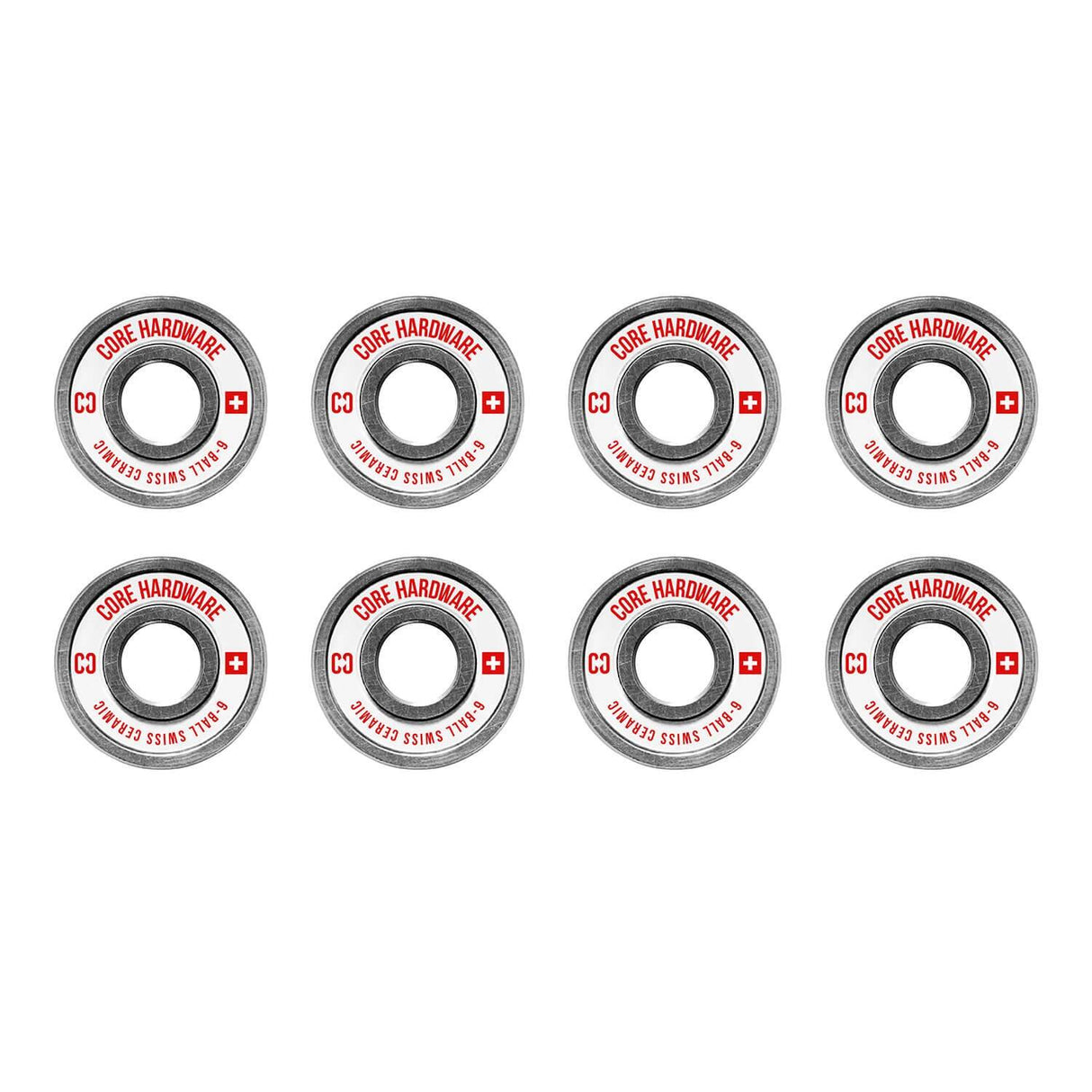 CORE SWISS Ceramic Skateboard Bearings - White (8 Pack)