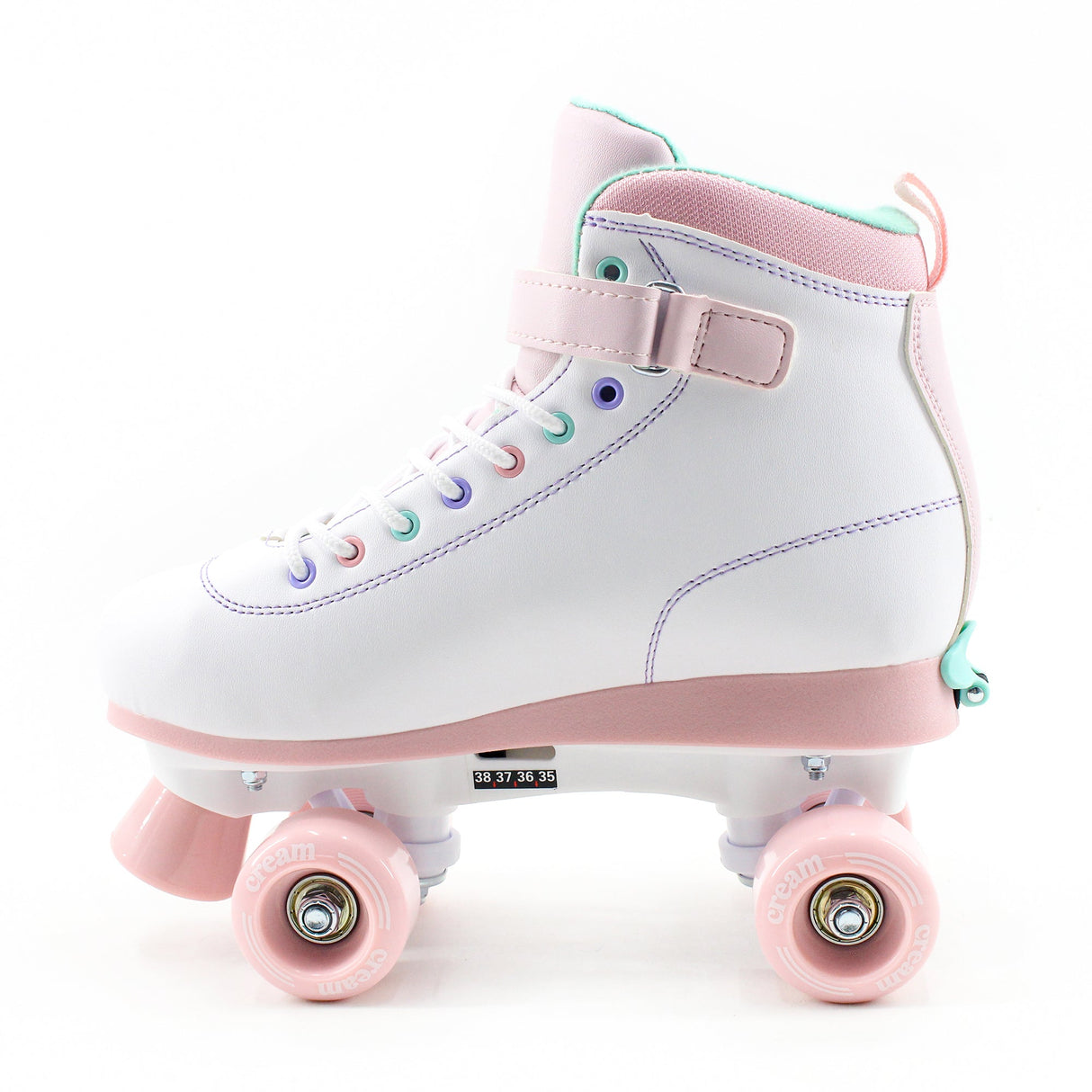 Cream Scoop Quad Roller Skates - Hearts (White/Pink)