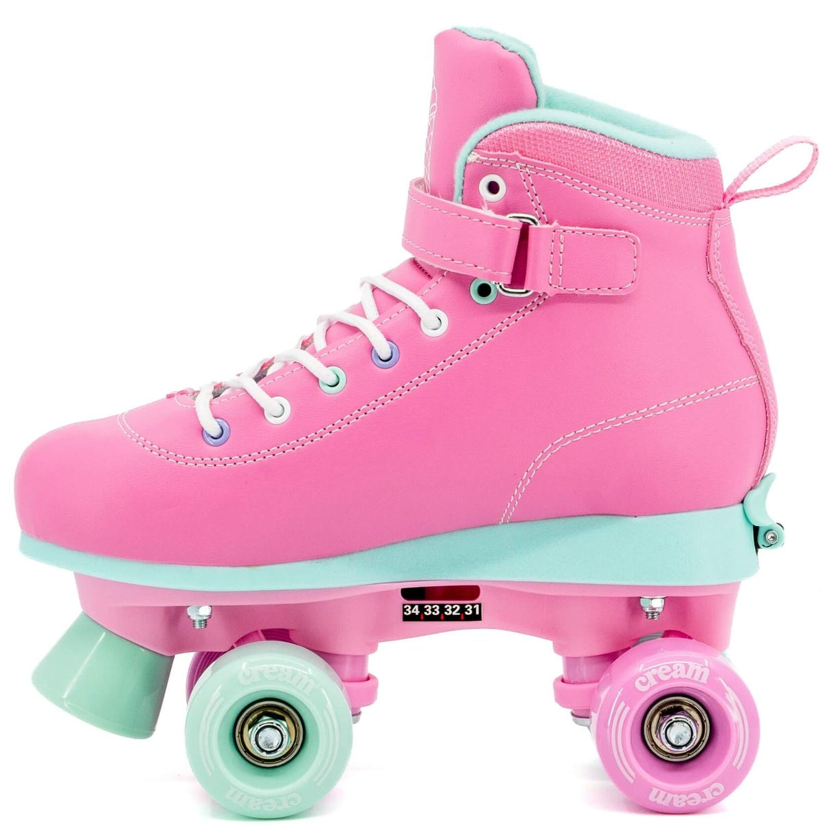 Cream Scoop Quad Roller Skates - Hearts (Pink/Teal)