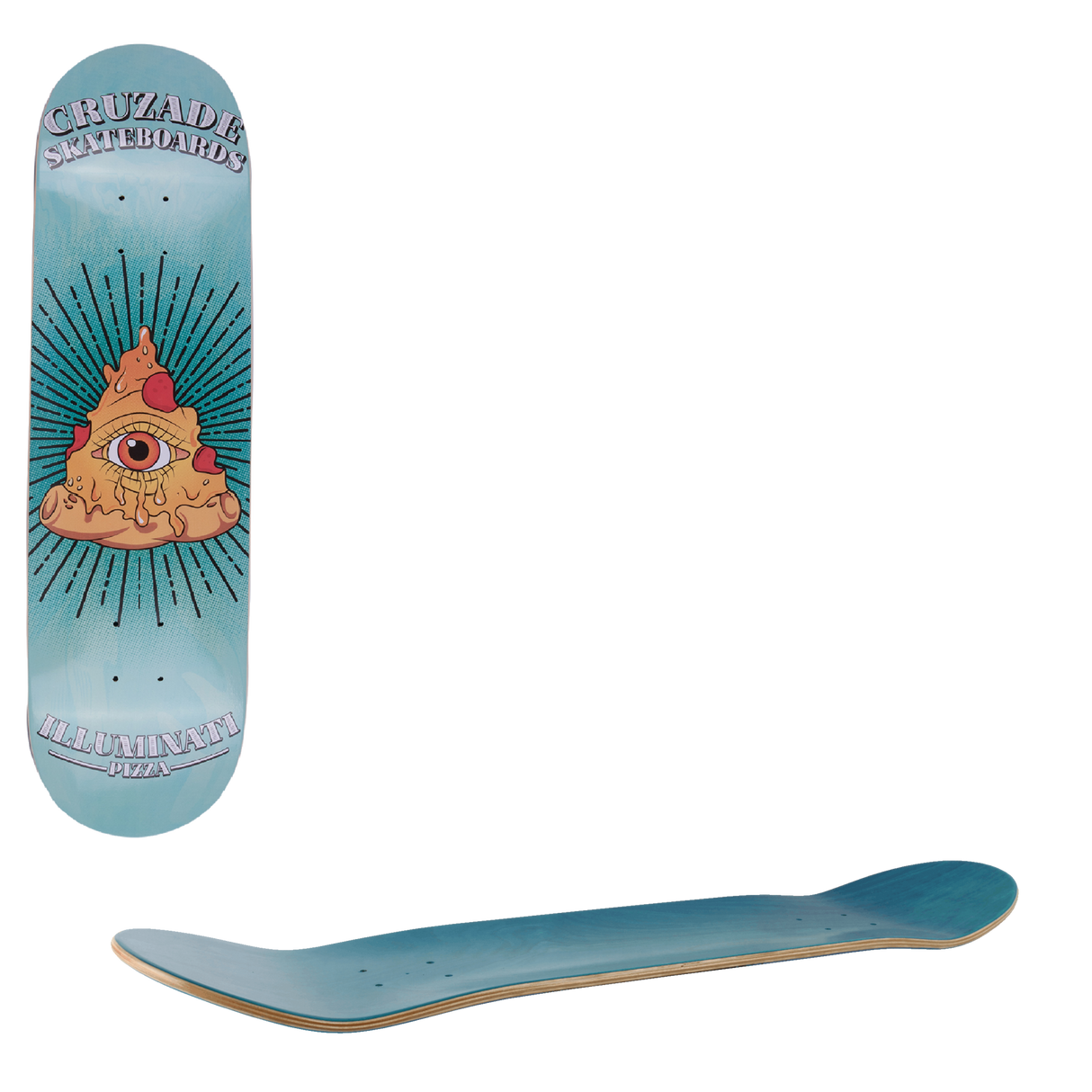Cruzade Illuminati Pizza Skateboard Deck - 8"