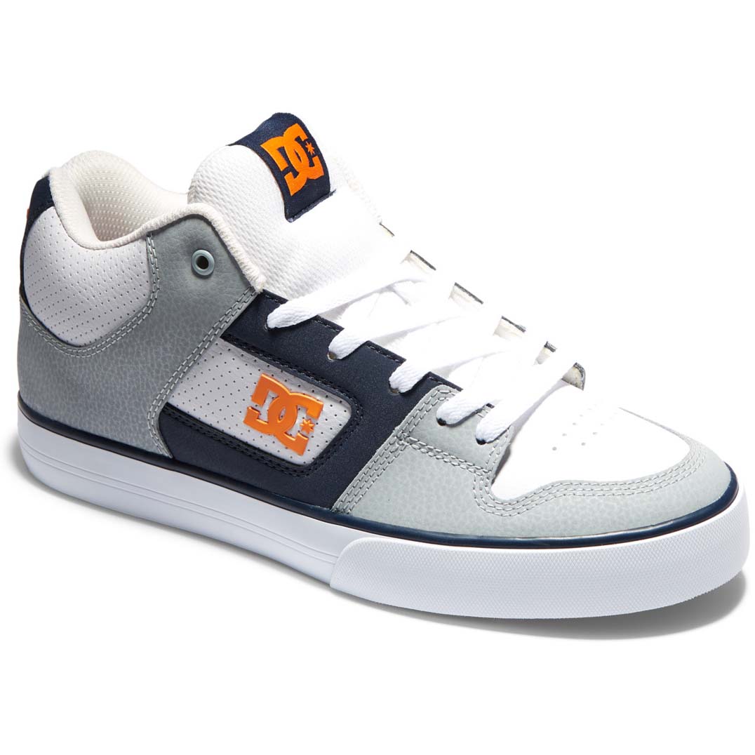 DC Pure Mid Skate Shoes - White/Grey/Orange