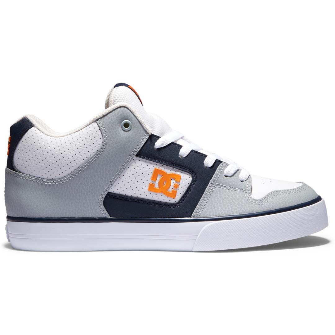 DC Pure Mid Skate Shoes - White/Grey/Orange