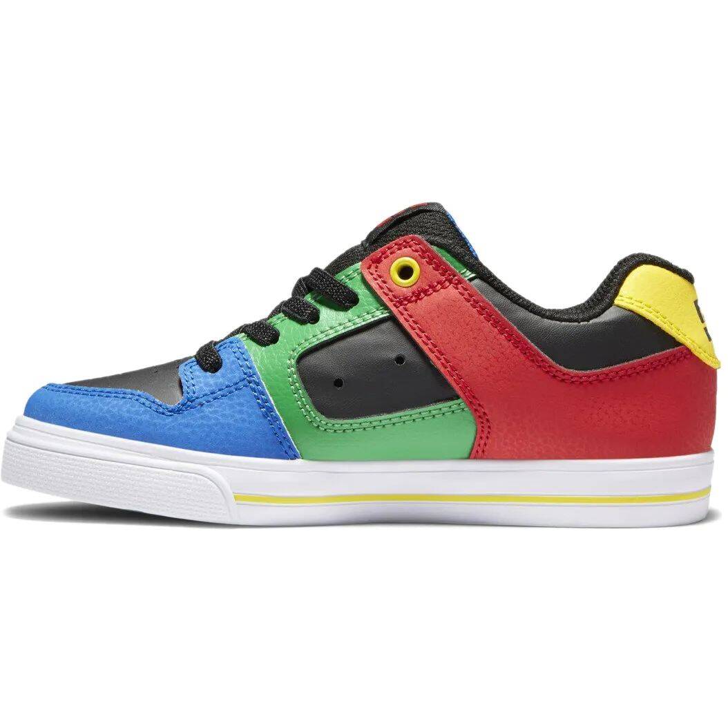 DC Pure Elastic Youth Skate Shoes - Black/Multi/White