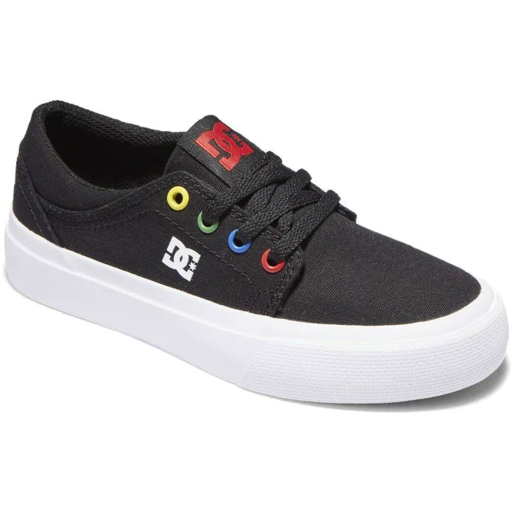 DC Trase Youth Skate Shoes - Black/Multi/White