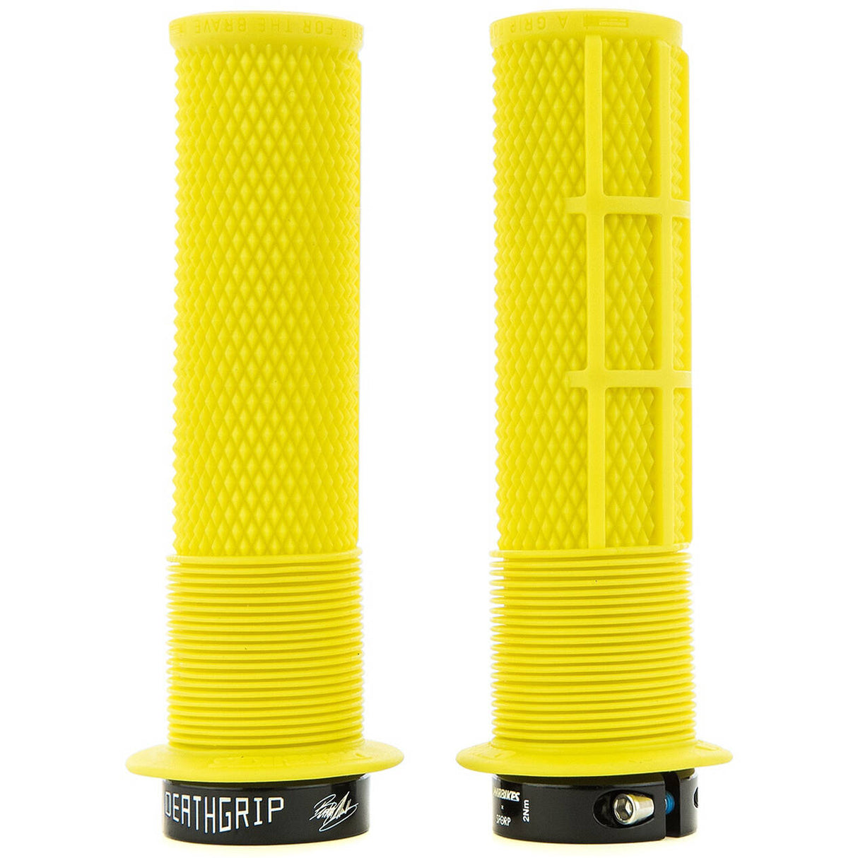 DMR Brendog DeathGrip Thin Flanged Mountain Bike Grips - Fluro Yellow
